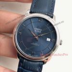 Copy Omega De Ville Blue Co-Axial Roman Dial  Blue Leather Band Watch